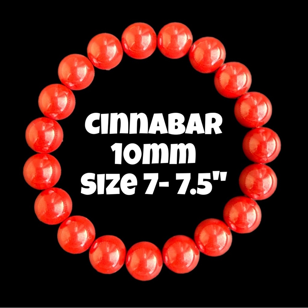 Authentic Cinnabar‎ 10mm Beaded Stretchy Bracelet by Bombshell Beads